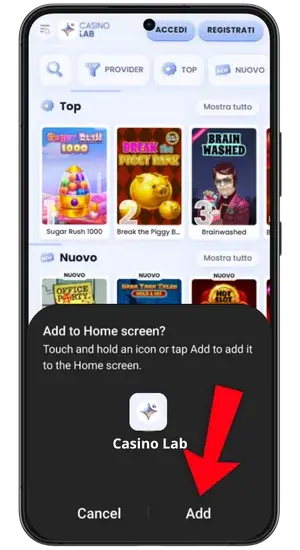 Aggiunta collegamento app