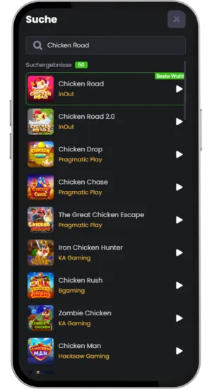 Chicken Road Spiel in Casino-Lobby