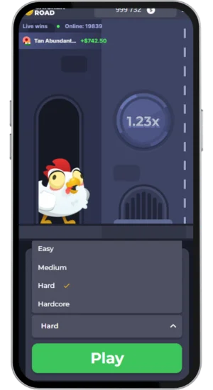 Chicken Road Schwierigkeitsgrad auswählen