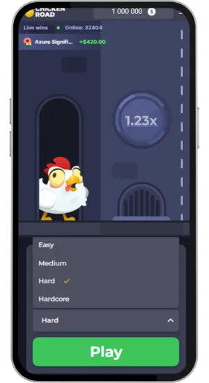 Selección de dificultad en Chicken Road
