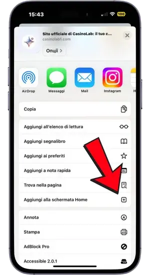 Selezione aggiunta schermata