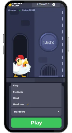 Wybór poziomu trudności w Chicken Road